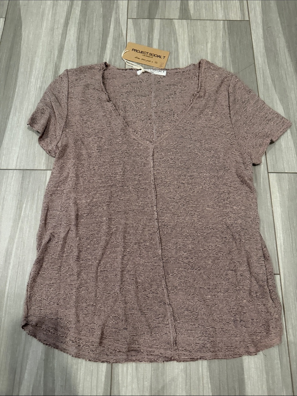Project Social T Dusty Mauve V-Neck Short Sleeve Tee